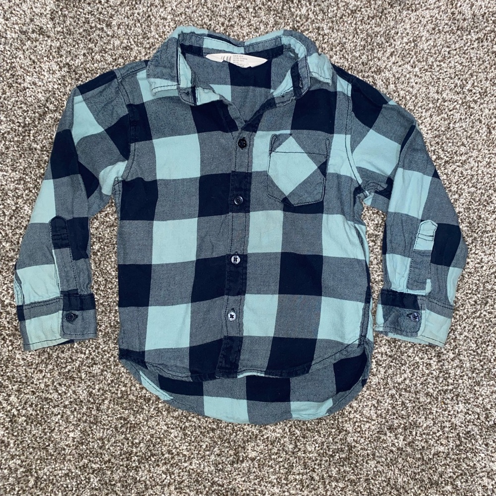 H&M Kids Blue and Black Checkered Shirt